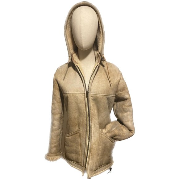 Overland Sheepskin Co Jackets & Blazers - 70s OVERLAND SHEEPSKIN LEATHER FUR LINED BOHEMIAN REMOVABLE HOOD COAT EUC SZ 8